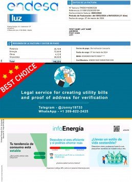 New Endesa Energy utility bill Spain Sample